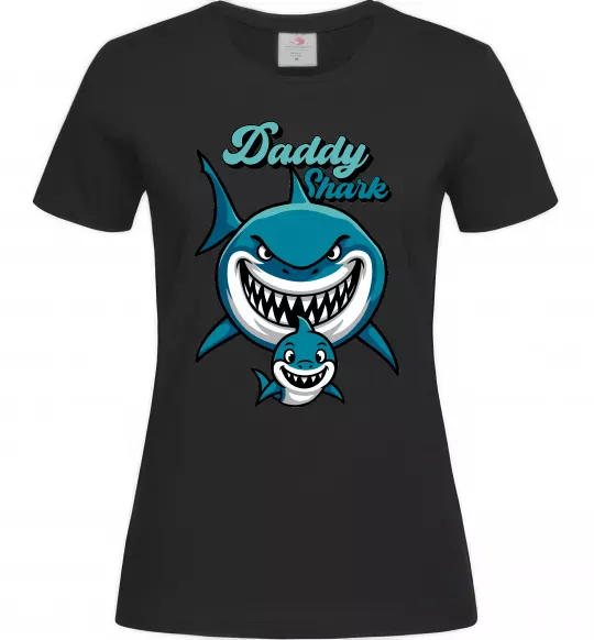Женская футболка Daddy shark Черный фото