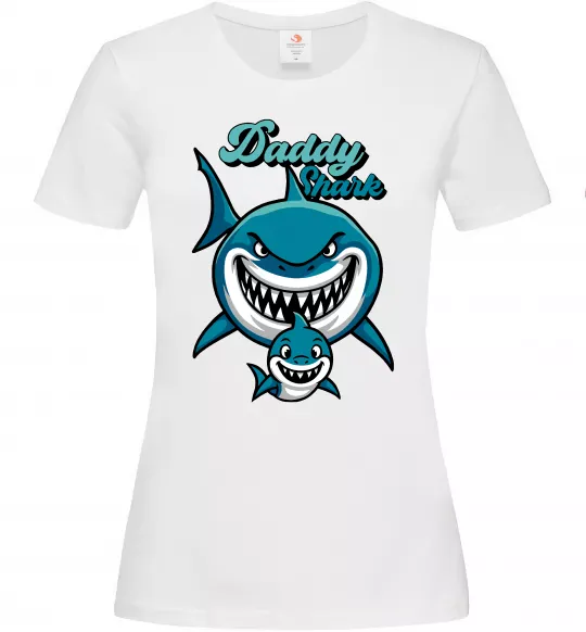 Женская футболка Daddy shark Белый фото