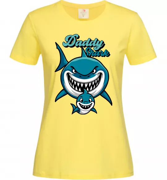 Женская футболка Daddy shark Лимонный фото