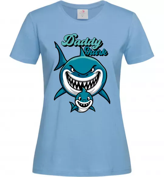 Женская футболка Daddy shark Голубой фото