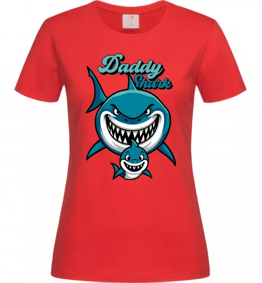 Женская футболка Daddy shark Красный фото
