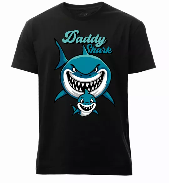 Мужская премиум футболка Daddy shark Черный фото