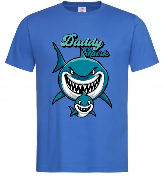 Мужская футболка Daddy shark Ярко-синий фото