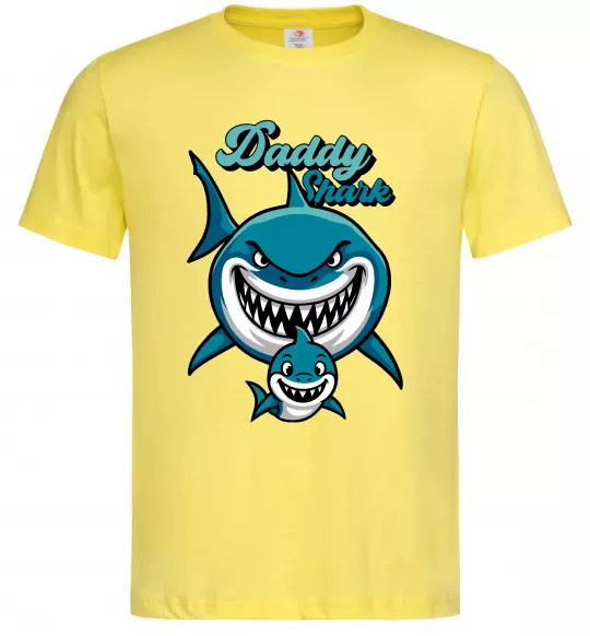 Мужская футболка Daddy shark Лимонный фото