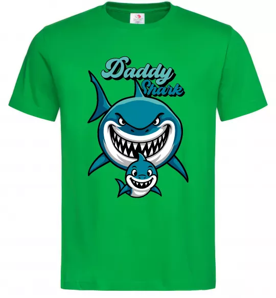 Мужская футболка Daddy shark Зеленый фото