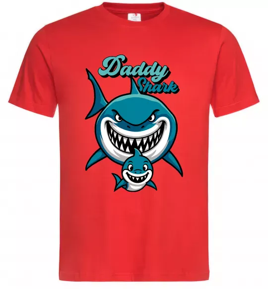 Мужская футболка Daddy shark Красный фото