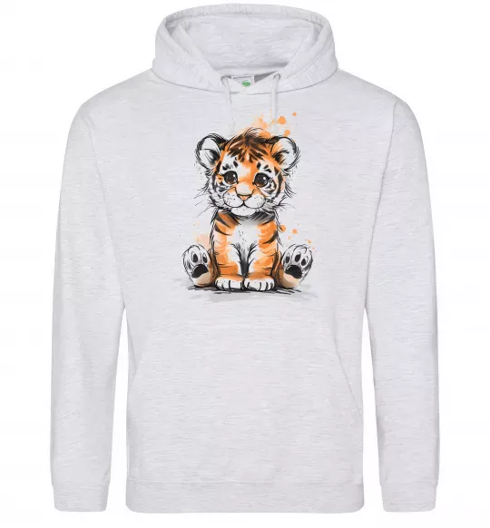 Женская толстовка (худи) Тигреня Серый меланж фото