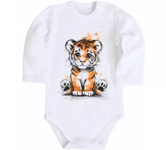 Дитячий бодік Тигреня Білий фото