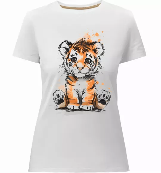 Женская премиум футболка Тигреня Белый фото