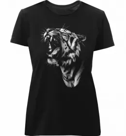 Женская премиум футболка Тигр рамка Белый фото
