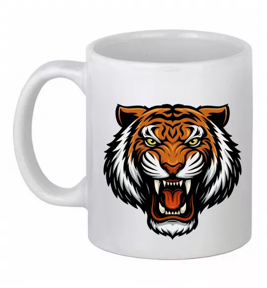 Чашка керамическая Тигр емблема Белый фото