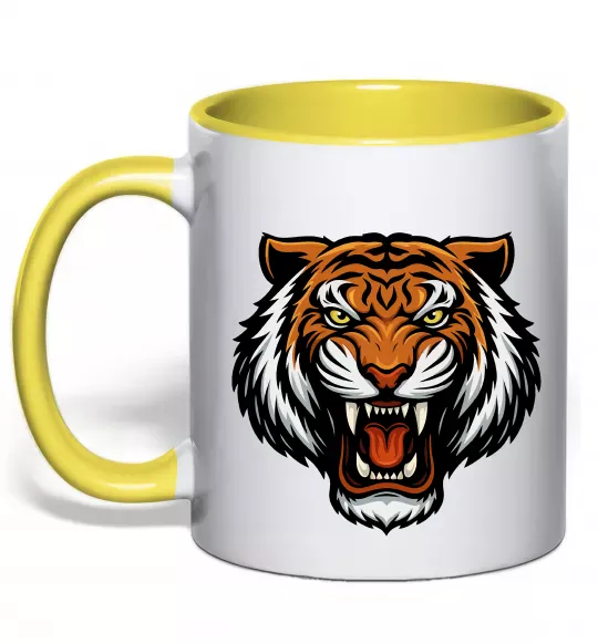 Чашка з кольоровою ручкою Тигр емблема Сонячно жовтий фото
