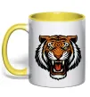 Чашка з кольоровою ручкою Тигр емблема Сонячно жовтий фото