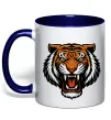 Чашка з кольоровою ручкою Тигр емблема Глибокий темно-синій фото