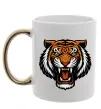 Чашка з кольоровою ручкою Тигр емблема Золото фото