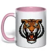 Чашка з кольоровою ручкою Тигр емблема Ніжно рожевий фото