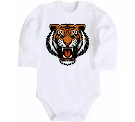Дитячий бодік Тигр емблема Білий фото