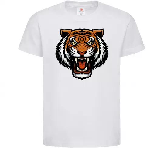Детская футболка Тигр емблема Белый фото
