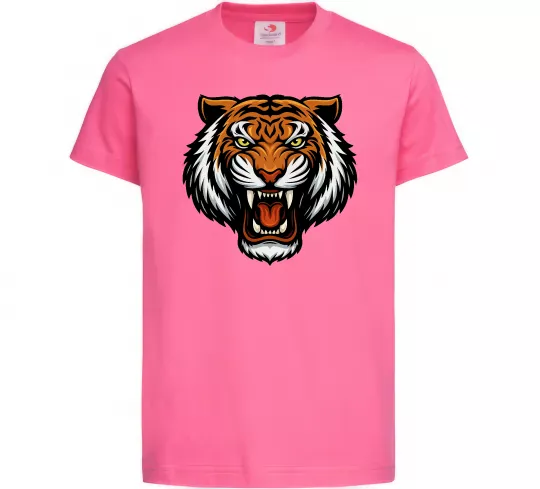 Детская футболка Тигр емблема Ярко-розовый фото