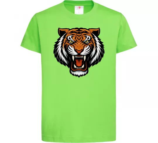 Детская футболка Тигр емблема Лаймовый фото