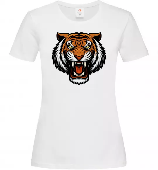 Женская футболка Тигр емблема Белый фото