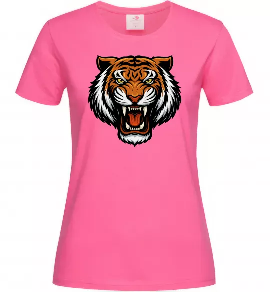 Женская футболка Тигр емблема Ярко-розовый фото
