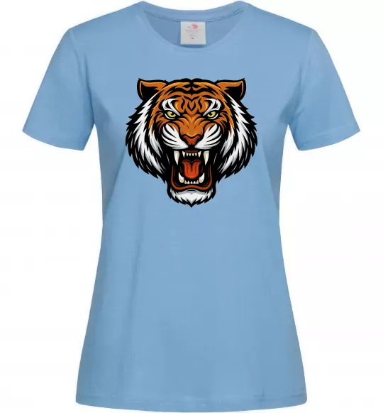 Женская футболка Тигр емблема Голубой фото