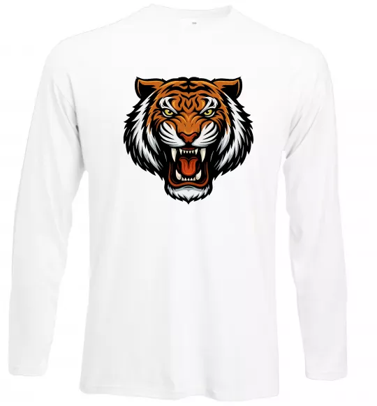 Лонгслів Тигр емблема Білий фото