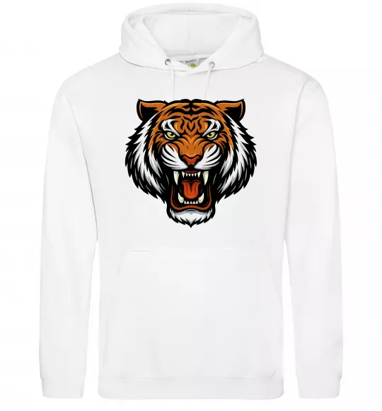 Чоловіча толстовка (худі) Тигр емблема Білий фото
