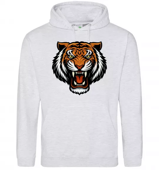Чоловіча толстовка (худі) Тигр емблема Сірий меланж фото