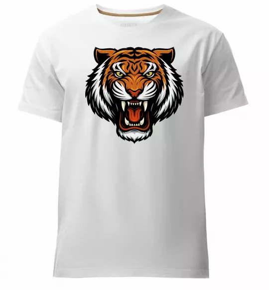 Мужская премиум футболка Тигр емблема Белый фото
