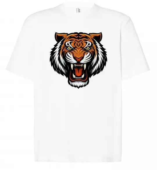 Футболка Оверсайз Тигр емблема Белый фото