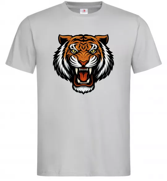 Чоловіча футболка Тигр емблема Сірий фото