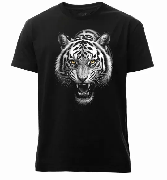 Мужская премиум футболка Тигр морда Черный фото