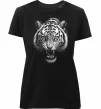 Женская премиум футболка Тигр морда Черный фото