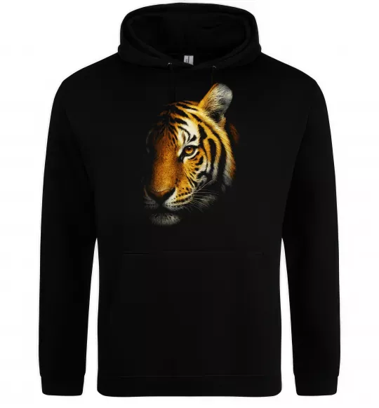 Мужская толстовка (худи) Тигр в тіні Черный фото