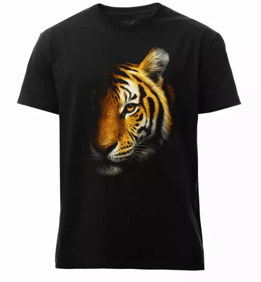 Мужская премиум футболка Тигр в тіні Черный фото