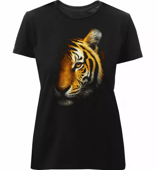 Жіноча преміум футболка Тигр в тіні Чорний фото