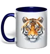 Чашка з кольоровою ручкою Tiger art Глибокий темно-синій фото