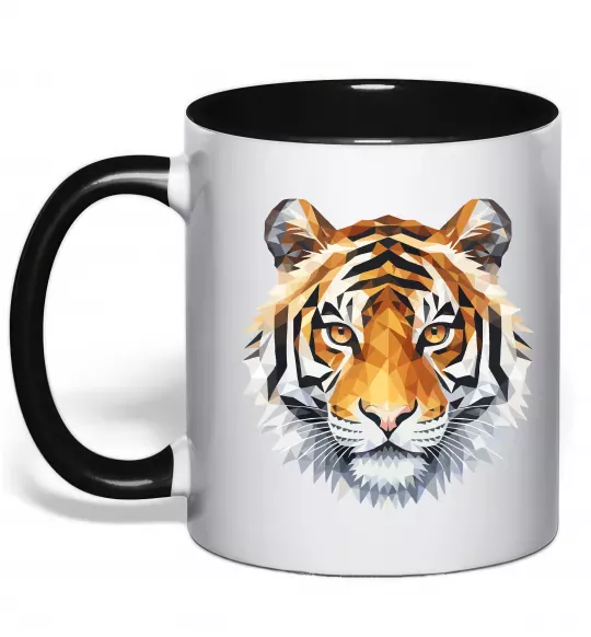 Чашка з кольоровою ручкою Tiger art Чорний фото