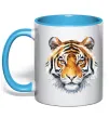 Чашка з кольоровою ручкою Tiger art Блакитний фото
