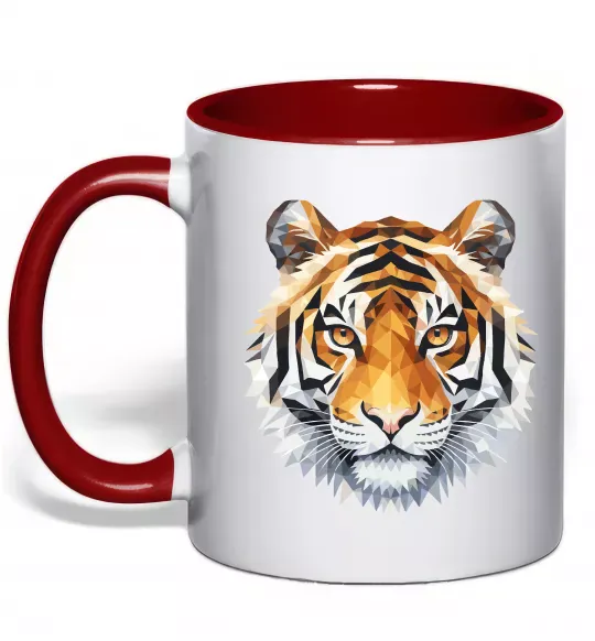 Чашка з кольоровою ручкою Tiger art Червоний фото