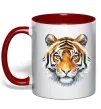 Чашка з кольоровою ручкою Tiger art Червоний фото