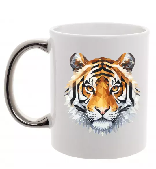 Чашка з кольоровою ручкою Tiger art Срібло фото