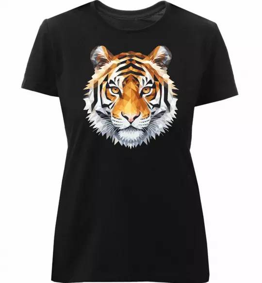 Женская премиум футболка Tiger art Черный фото