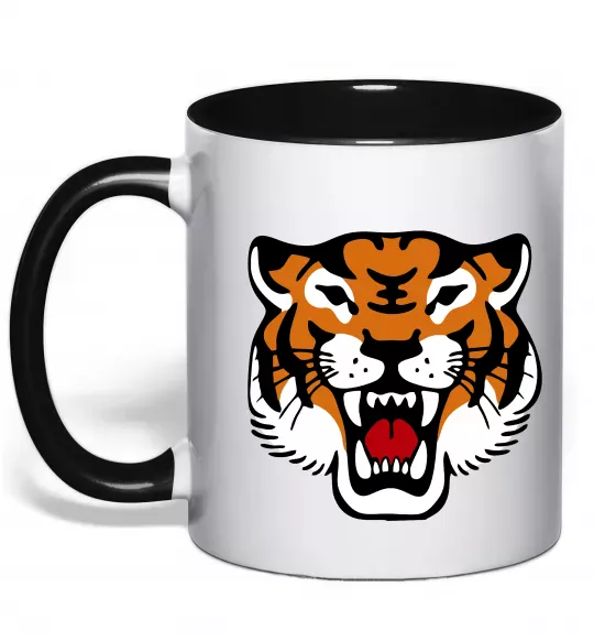 Чашка с цветной ручкой Tiger oldschool Черный фото