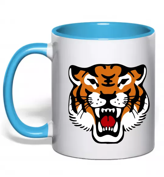 Чашка с цветной ручкой Tiger oldschool Голубой фото