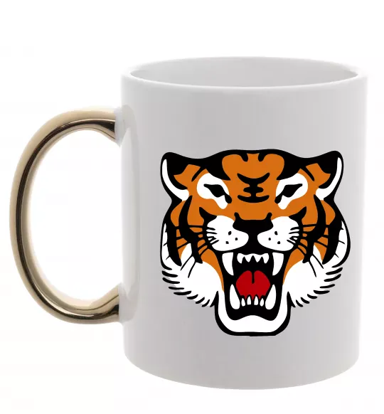 Чашка с цветной ручкой Tiger oldschool Золото фото