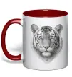 Чашка с цветной ручкой Білий тигр Красный фото