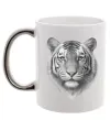Чашка с цветной ручкой Білий тигр Серебро фото